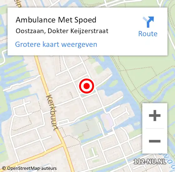 Locatie op kaart van de 112 melding: Ambulance Met Spoed Naar Oostzaan, Dokter Keijzerstraat op 18 oktober 2021 11:58