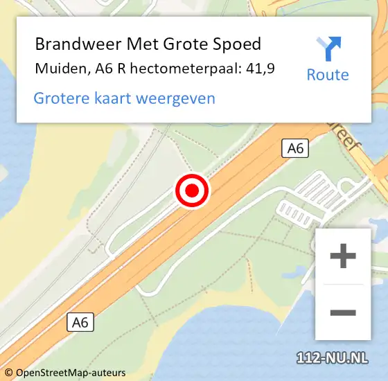 Locatie op kaart van de 112 melding: Brandweer Met Grote Spoed Naar Muiden, A6 L hectometerpaal: 42,4 op 26 juni 2014 12:47