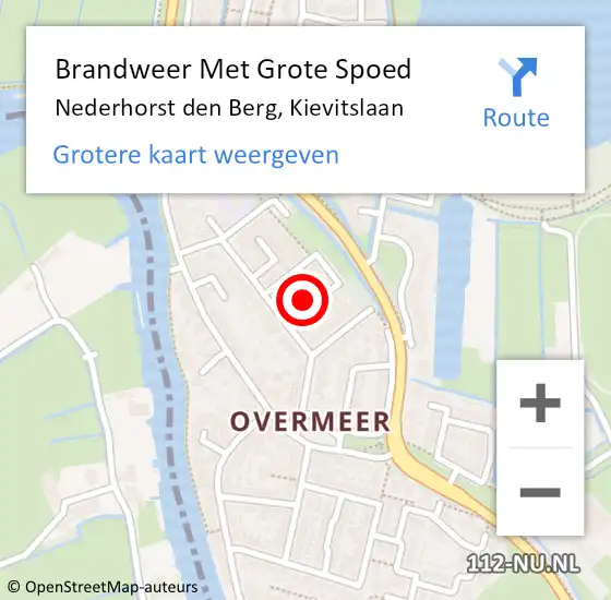 Locatie op kaart van de 112 melding: Brandweer Met Grote Spoed Naar Nederhorst den Berg, Kievitslaan op 18 oktober 2021 12:09