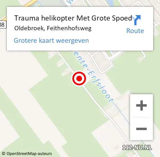 Locatie op kaart van de 112 melding: Trauma helikopter Met Grote Spoed Naar Oldebroek, Feithenhofsweg op 18 oktober 2021 12:10