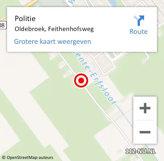 Locatie op kaart van de 112 melding: Politie Oldebroek, Feithenhofsweg op 18 oktober 2021 12:13