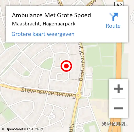Locatie op kaart van de 112 melding: Ambulance Met Grote Spoed Naar Maasbracht, Hagenaarpark op 18 oktober 2021 12:16