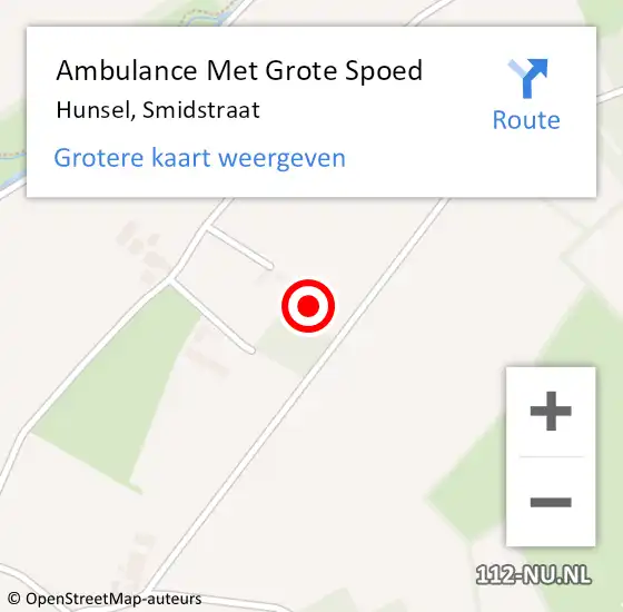 Locatie op kaart van de 112 melding: Ambulance Met Grote Spoed Naar Hunsel, Smidstraat op 18 oktober 2021 12:44