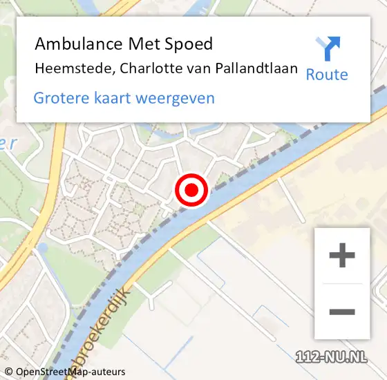 Locatie op kaart van de 112 melding: Ambulance Met Spoed Naar Heemstede, Charlotte van Pallandtlaan op 18 oktober 2021 12:47