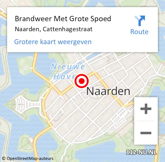 Locatie op kaart van de 112 melding: Brandweer Met Grote Spoed Naar Naarden, Cattenhagestraat op 18 oktober 2021 12:56