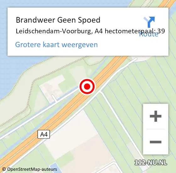 Locatie op kaart van de 112 melding: Brandweer Geen Spoed Naar Leidschendam-Voorburg, A4 hectometerpaal: 39 op 18 oktober 2021 13:00