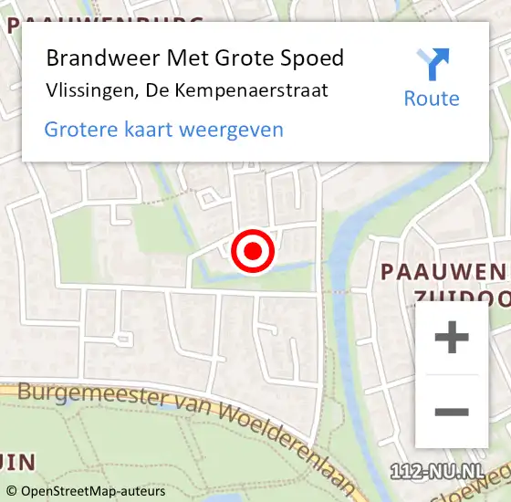 Locatie op kaart van de 112 melding: Brandweer Met Grote Spoed Naar Vlissingen, De Kempenaerstraat op 18 oktober 2021 13:38