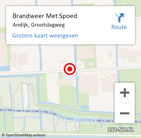 Locatie op kaart van de 112 melding: Brandweer Met Spoed Naar Andijk, Grootslagweg op 18 oktober 2021 13:42