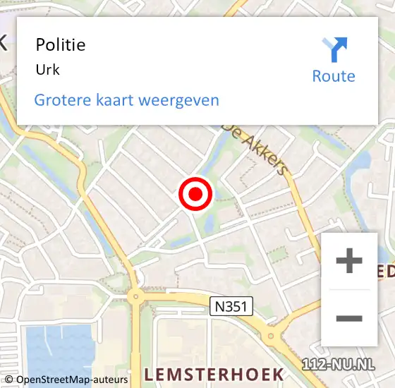 Locatie op kaart van de 112 melding: Politie Urk op 18 oktober 2021 13:48