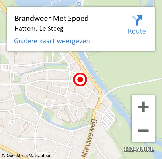 Locatie op kaart van de 112 melding: Brandweer Met Spoed Naar Hattem, 1e Steeg op 18 oktober 2021 14:02