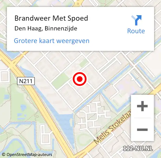 Locatie op kaart van de 112 melding: Brandweer Met Spoed Naar Den Haag, Binnenzijde op 18 oktober 2021 14:11