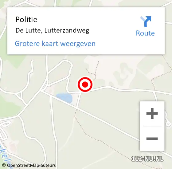 Locatie op kaart van de 112 melding: Politie De Lutte, Lutterzandweg op 18 oktober 2021 14:30