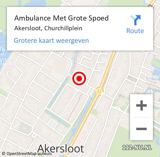 Locatie op kaart van de 112 melding: Ambulance Met Grote Spoed Naar Akersloot, Churchillplein op 18 oktober 2021 14:37