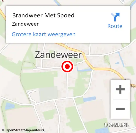 Locatie op kaart van de 112 melding: Brandweer Met Spoed Naar Zandeweer op 18 oktober 2021 14:50