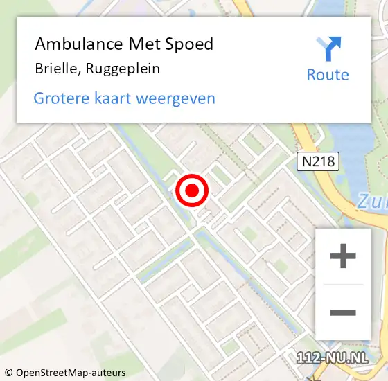 Locatie op kaart van de 112 melding: Ambulance Met Spoed Naar Brielle, Ruggeplein op 18 oktober 2021 15:01