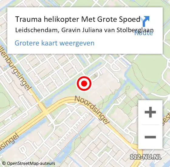 Locatie op kaart van de 112 melding: Trauma helikopter Met Grote Spoed Naar Leidschendam, Gravin Juliana van Stolberglaan op 18 oktober 2021 15:15