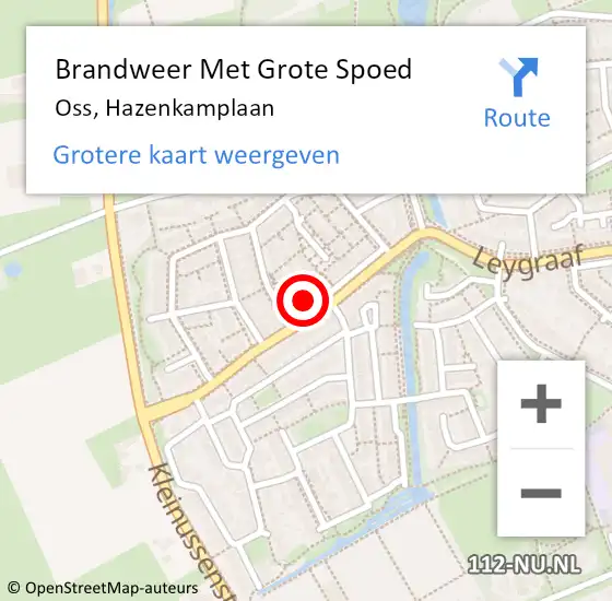 Locatie op kaart van de 112 melding: Brandweer Met Grote Spoed Naar Oss, Hazenkamplaan op 18 oktober 2021 16:06