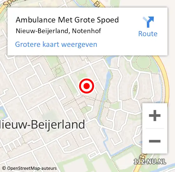 Locatie op kaart van de 112 melding: Ambulance Met Grote Spoed Naar Nieuw-Beijerland, Notenhof op 18 oktober 2021 16:08