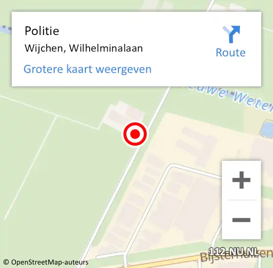 Locatie op kaart van de 112 melding: Politie Wijchen, Wilhelminalaan op 18 oktober 2021 16:20