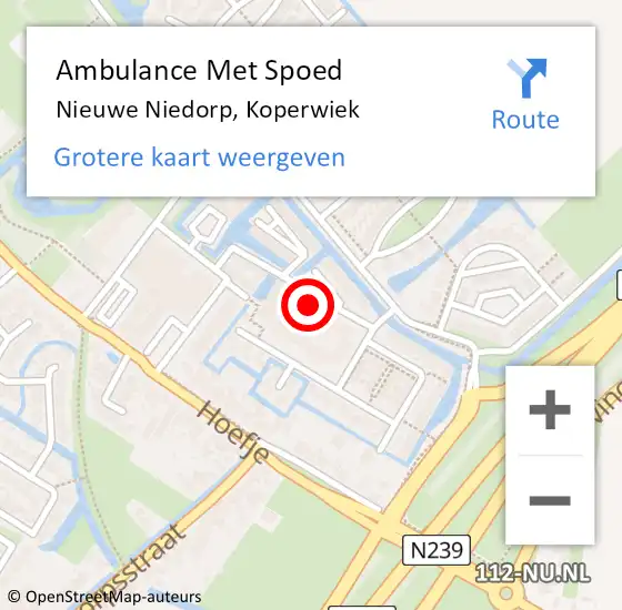 Locatie op kaart van de 112 melding: Ambulance Met Spoed Naar Nieuwe Niedorp, Koperwiek op 18 oktober 2021 16:23