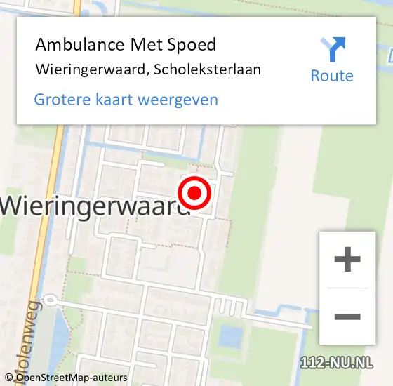 Locatie op kaart van de 112 melding: Ambulance Met Spoed Naar Wieringerwaard, Scholeksterlaan op 18 oktober 2021 16:40