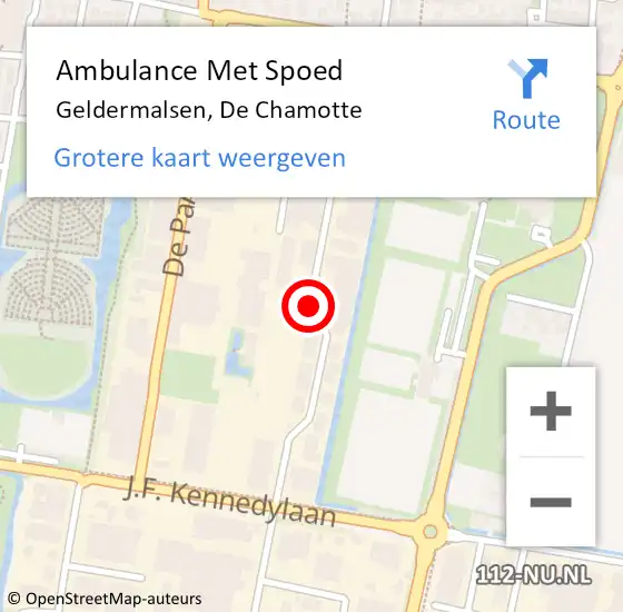 Locatie op kaart van de 112 melding: Ambulance Met Spoed Naar Geldermalsen, De Chamotte op 26 juni 2014 13:14