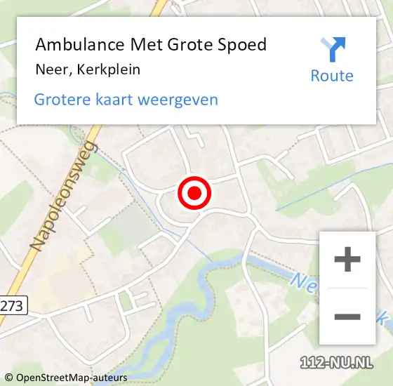 Locatie op kaart van de 112 melding: Ambulance Met Grote Spoed Naar Neer, Kerkplein op 18 oktober 2021 16:57