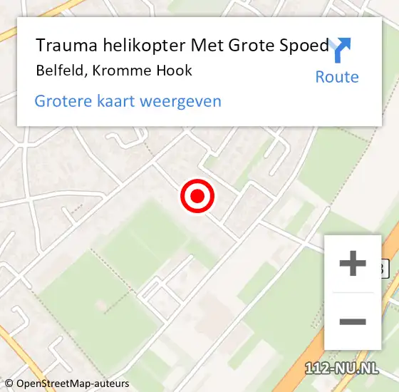 Locatie op kaart van de 112 melding: Trauma helikopter Met Grote Spoed Naar Belfeld, Kromme Hook op 18 oktober 2021 17:07