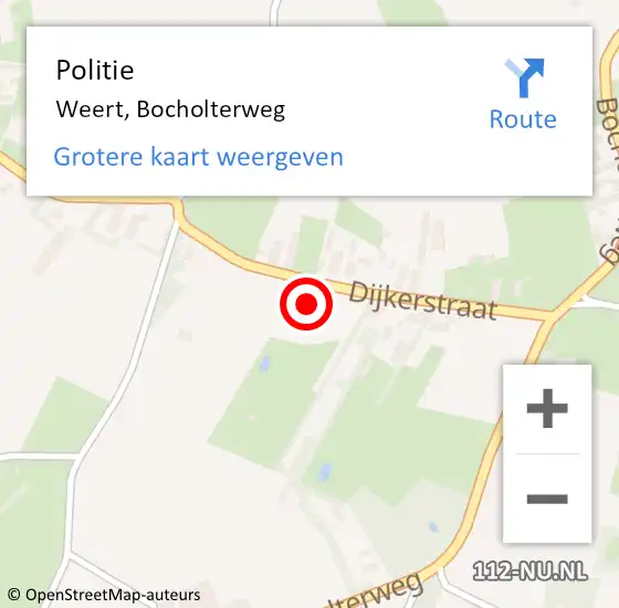 Locatie op kaart van de 112 melding: Politie Weert, Bocholterweg op 18 oktober 2021 17:14