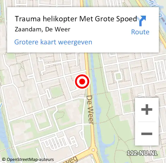 Locatie op kaart van de 112 melding: Trauma helikopter Met Grote Spoed Naar Zaandam, De Weer op 18 oktober 2021 17:15