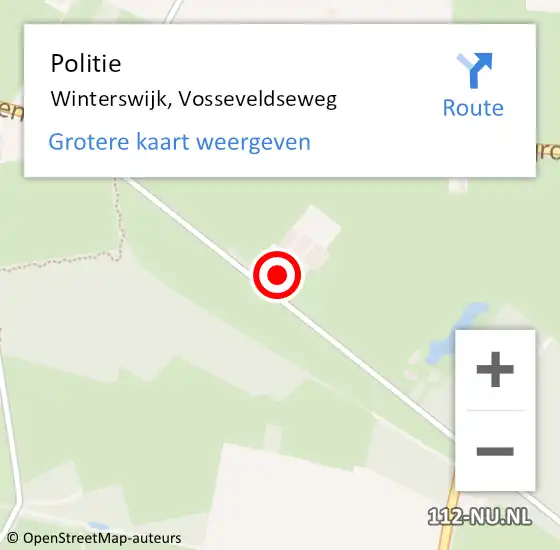 Locatie op kaart van de 112 melding: Politie Winterswijk, Vosseveldseweg op 18 oktober 2021 17:22