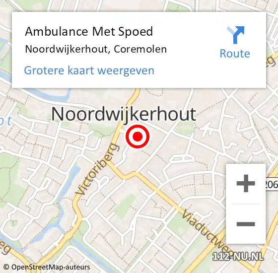 Locatie op kaart van de 112 melding: Ambulance Met Spoed Naar Noordwijkerhout, Coremolen op 18 oktober 2021 17:46