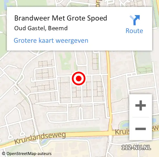 Locatie op kaart van de 112 melding: Brandweer Met Grote Spoed Naar Oud Gastel, Beemd op 18 oktober 2021 18:09