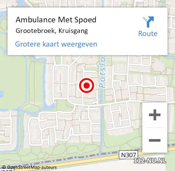 Locatie op kaart van de 112 melding: Ambulance Met Spoed Naar Grootebroek, Kruisgang op 18 oktober 2021 18:12