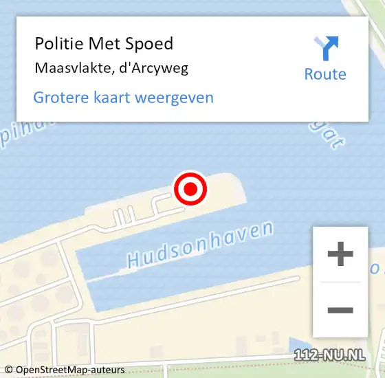 Locatie op kaart van de 112 melding: Politie Met Spoed Naar Maasvlakte, d'Arcyweg op 18 oktober 2021 18:24