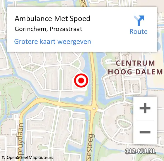 Locatie op kaart van de 112 melding: Ambulance Met Spoed Naar Gorinchem, Prozastraat op 18 oktober 2021 18:40