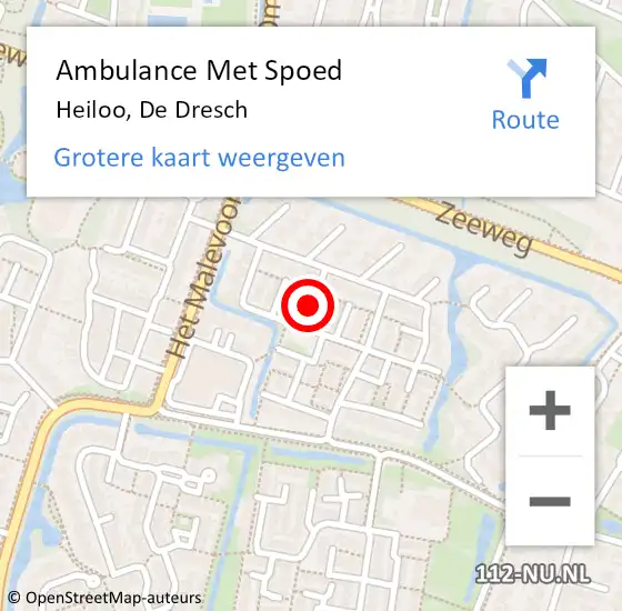 Locatie op kaart van de 112 melding: Ambulance Met Spoed Naar Heiloo, De Dresch op 18 oktober 2021 18:42