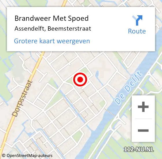 Locatie op kaart van de 112 melding: Brandweer Met Spoed Naar Assendelft, Beemsterstraat op 18 oktober 2021 18:45