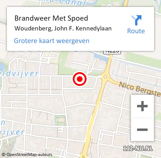 Locatie op kaart van de 112 melding: Brandweer Met Spoed Naar Woudenberg, John F. Kennedylaan op 18 oktober 2021 19:09