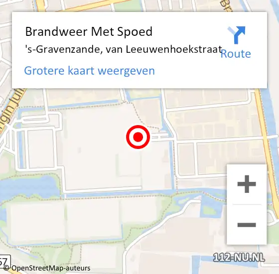 Locatie op kaart van de 112 melding: Brandweer Met Spoed Naar 's-Gravenzande, van Leeuwenhoekstraat op 18 oktober 2021 19:34