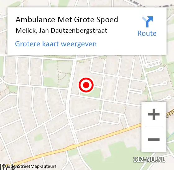 Locatie op kaart van de 112 melding: Ambulance Met Grote Spoed Naar Melick, Jan Dautzenbergstraat op 18 oktober 2021 19:42