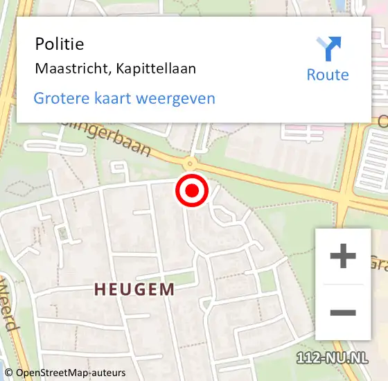 Locatie op kaart van de 112 melding: Politie Maastricht, Kapittellaan op 18 oktober 2021 19:50