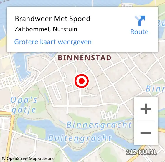 Locatie op kaart van de 112 melding: Brandweer Met Spoed Naar Zaltbommel, Nutstuin op 18 oktober 2021 19:50