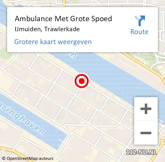Locatie op kaart van de 112 melding: Ambulance Met Grote Spoed Naar IJmuiden, Trawlerkade op 18 oktober 2021 19:59