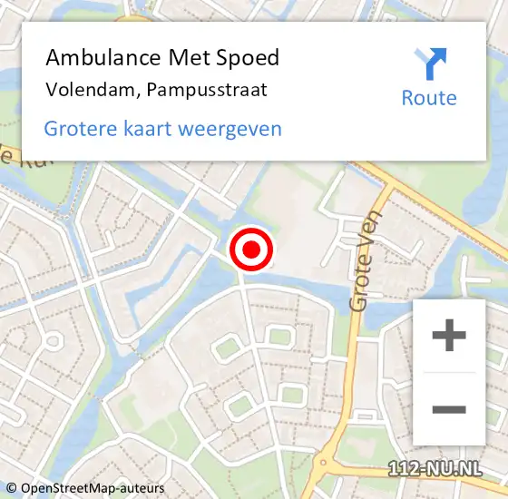 Locatie op kaart van de 112 melding: Ambulance Met Spoed Naar Volendam, Pampusstraat op 18 oktober 2021 20:03