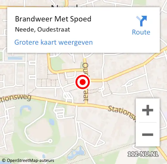 Locatie op kaart van de 112 melding: Brandweer Met Spoed Naar Neede, Oudestraat op 18 oktober 2021 20:06