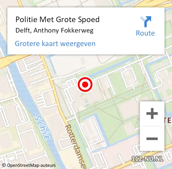 Locatie op kaart van de 112 melding: Politie Met Grote Spoed Naar Delft, Anthony Fokkerweg op 18 oktober 2021 20:48