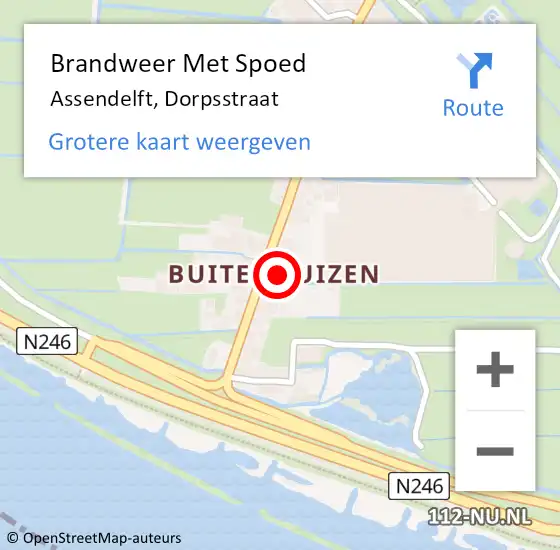Locatie op kaart van de 112 melding: Brandweer Met Spoed Naar Assendelft, Dorpsstraat op 18 oktober 2021 20:49