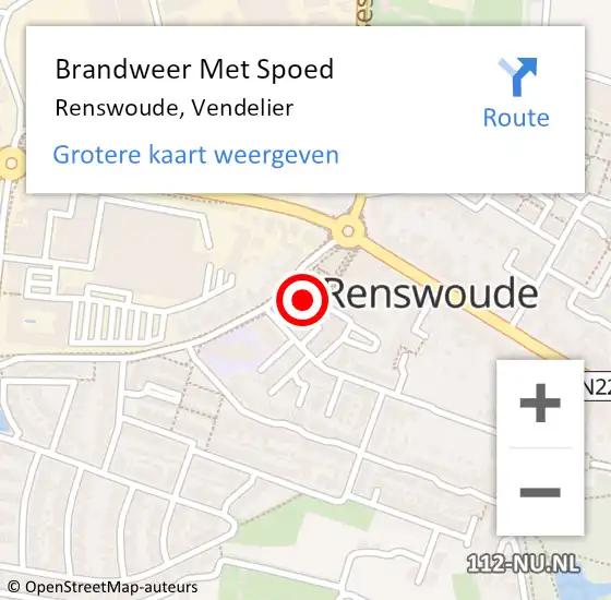 Locatie op kaart van de 112 melding: Brandweer Met Spoed Naar Renswoude, Vendelier op 18 oktober 2021 20:56