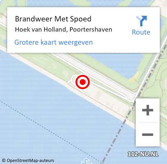 Locatie op kaart van de 112 melding: Brandweer Met Spoed Naar Hoek van Holland, Poortershaven op 18 oktober 2021 20:56